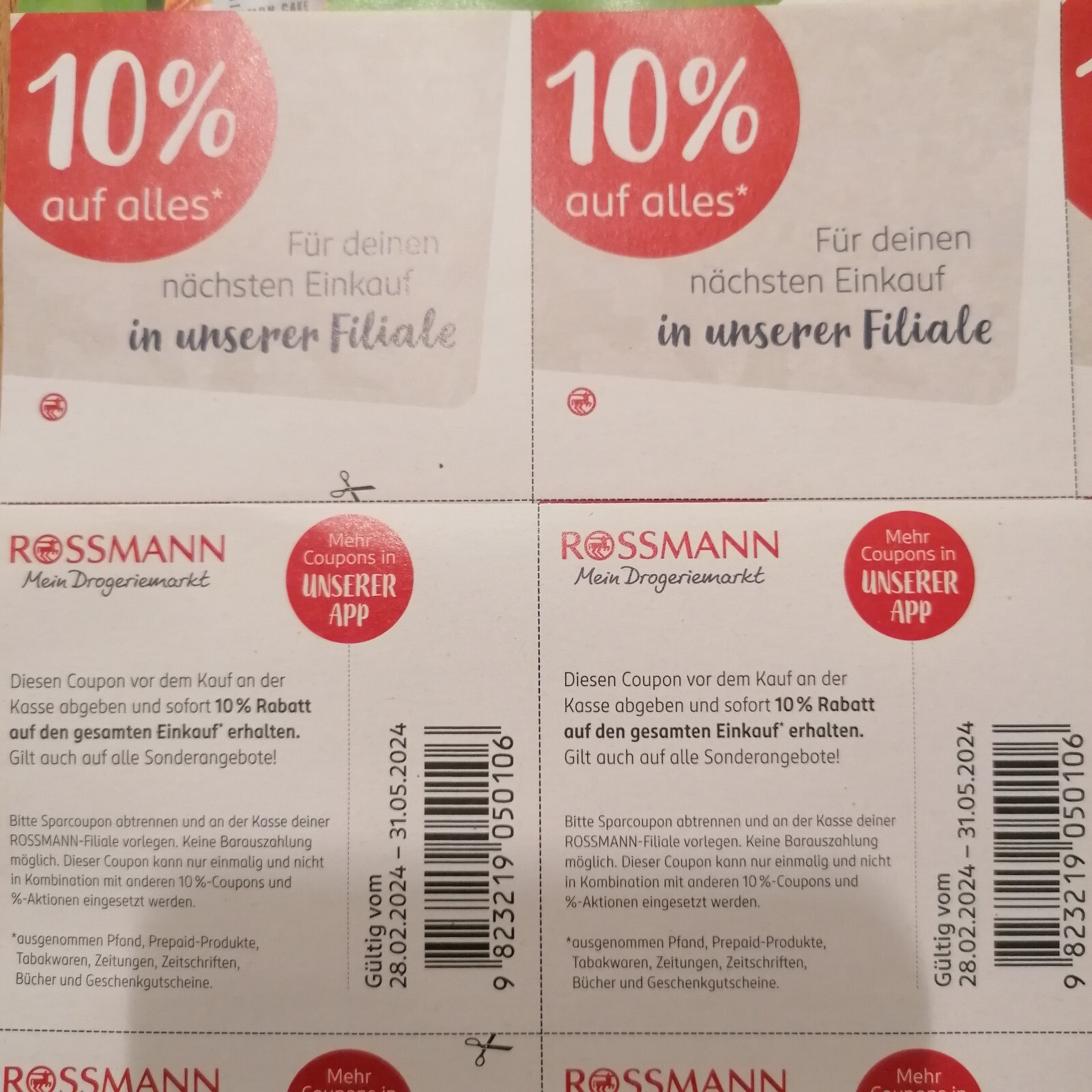 10 Rossmann Coupons Gutscheine ggf. DM und Müller bis 31.5.2024 12