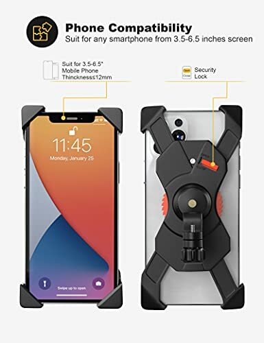 Grefay Support Téléphone Vélo, Support Smartphone de Moto, Universel Porte Vélo - Photo 3/7