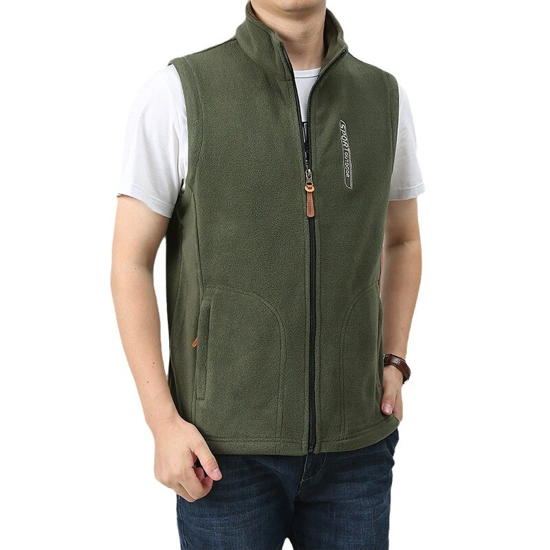 Mens Thermal Full Zip Travel Coat Fleece Waistcoat Sleeveless