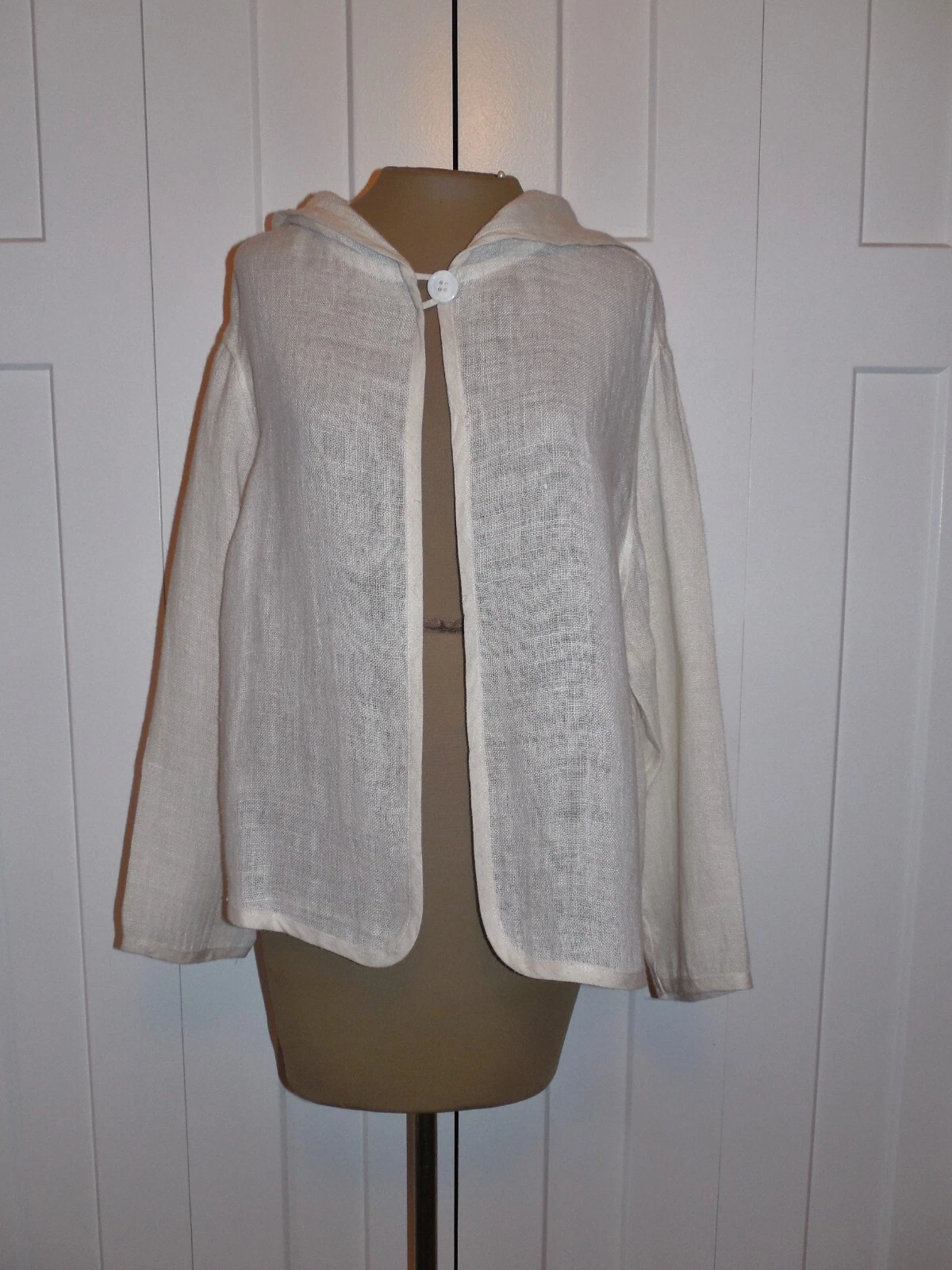 Vintage FREE WEAR Johnathon Hoenscheidt Ivory Linen Hoodie Jacket - S - NWOT
