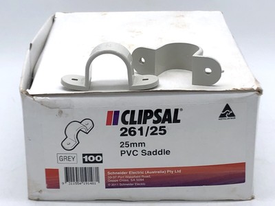 Clipsal 261/25 Saddle Screwed Lock Rings 25mm PVC Series 261 Grey x100 pcs