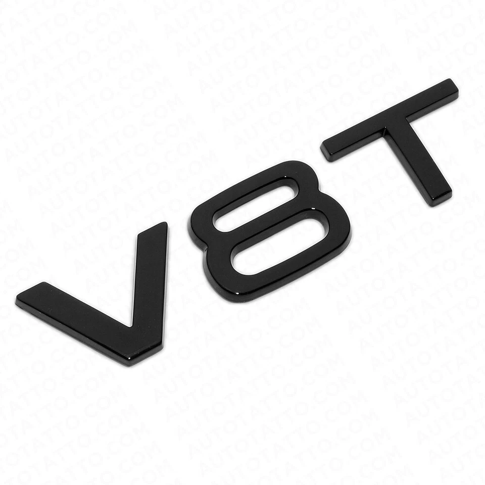 2x Audi Negro Brillante V8T Guardabarros Lateral Marcador Letra Placa de Identificación Emblema Insignia Sport Foto 2 de 4