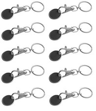 10x Metall Schlüsselanhänger mit Einkaufschip / Farbe: schwarz