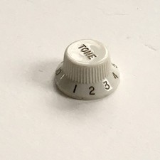 1 Vintage Fender Strat Tone Knob NOS Aged White Skirt 3 Spoke Made In USA Rare