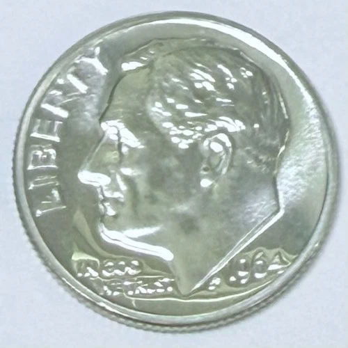 1964 10C Roosevelt Dime 90% Silver - MS MINT STATE PLUS DETAILS #5724