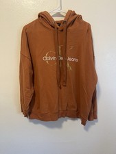 Women  s Calvin Klein Jeans Monogram Hoodie in Rust Brown- SZ 2X, Plus Size