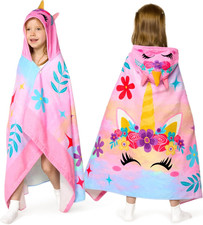 Unicorn Hooded Towels for Kids Soft 100 Cotton Kids Beach Towel 30" X 50" for 3