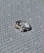 Sterling Silver Sparkle Bow Ring - Size N