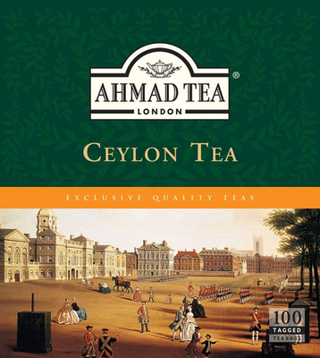 Ahmad Tea Ceylon Tagged Teabags, No Envelopes, 100 Count (Pack of 1)