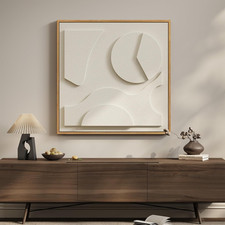 Large 3D Textured White Abstract Wall Art for Modern Home Decor 30x30 In