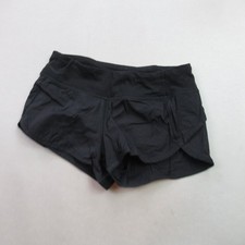 ivivva Girls Size 10 Black Athletic Run Shorts Lined Zipper Pocket Activewear