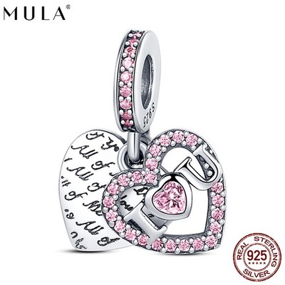 MULA European I LOVE YOU DIY Charm CZ For Women Bracelet 925 Sterling Silver