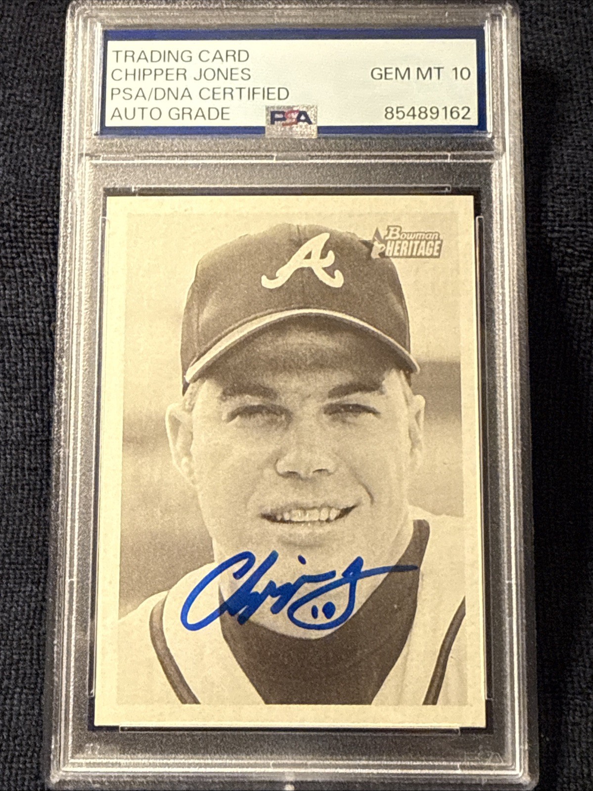 Chipper Jones 2001 Bowman Heritage #1 Signed Auto 10 PSA/DNA Braves