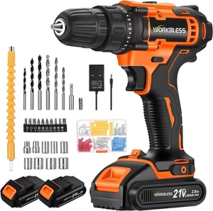 21V Power Drill Set, Cordless Drill with Battery and Charger (Green, 1 Battery)
