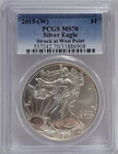 2015-(W) $1 American Silver Eagle PCGS MS70 Struck At West Point