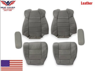 2001 2002 Seat Covers Gray PERF for Ford F250 Lariat Extended Cab Cow Leather