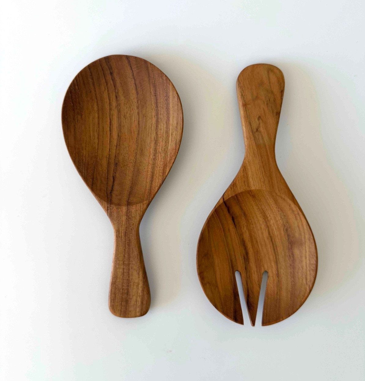 Teak Wood Salad Servers Small Set 6.25&rdquo; Decorative Wooden 