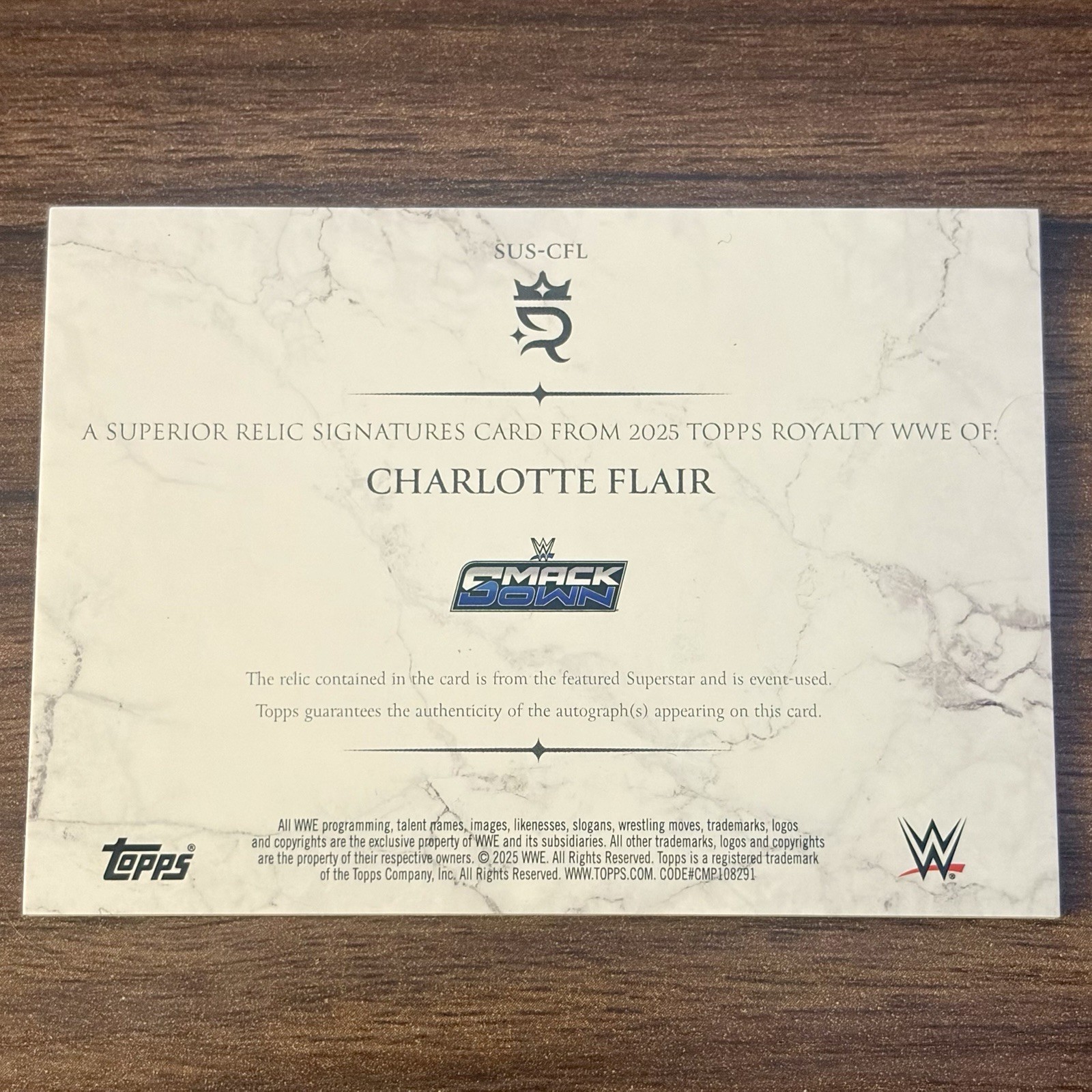 2025 Topps Royalty WWE Charlotte Flair Superior Relic Signatures Patch Auto /99 view 3