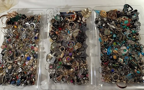 Vintage To Now Costume Jewelry Craft Lot 9.8 Lbs Parts Pieces Singles Harvest