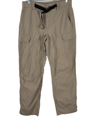 Eddie Bauer Travex Mens Cargo Hiking Pants 33X32 Tan Nylon Pocket Belted Outdoor
