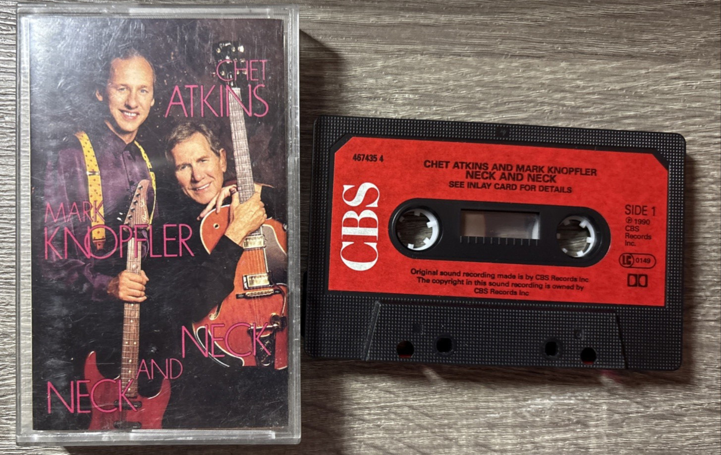 Mark Knopfler & Chet Atkins : Neck and Neck : Cassette Album 1990 VGC