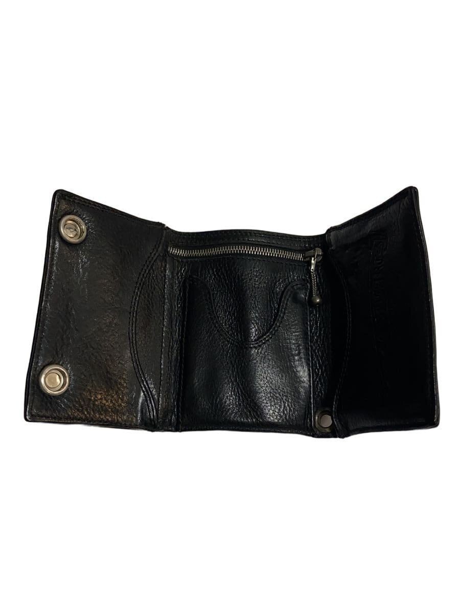 CHROME HEARTS Fold Wallet Trifold Cemetery Cross Patch Leather BLK Men Used thumbnail 4