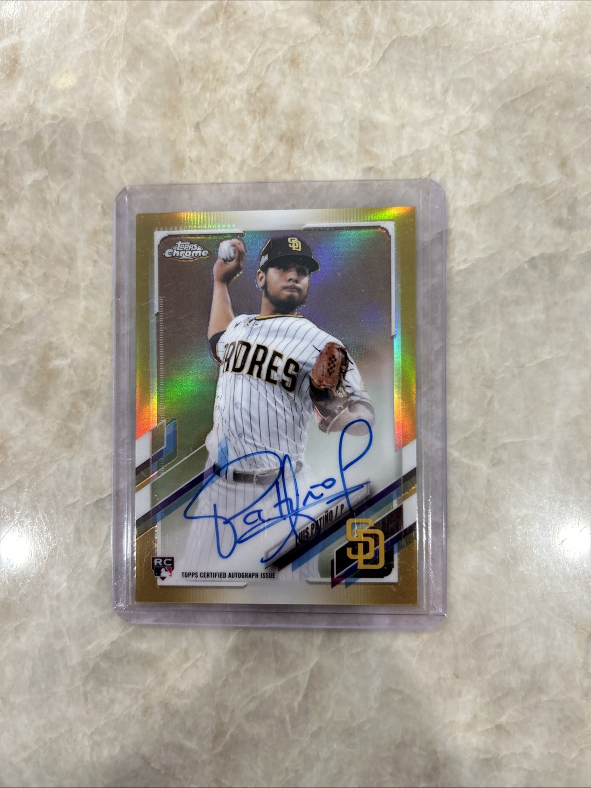 2021 TOPPS CHROME GOLD Refractor ON CARD AUTO SSP RC LUIS PATINO /50 #RA-LP SP view 3