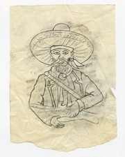 original vintage honest charlie potter bandido outlaw tattoo flash sketch 5x7