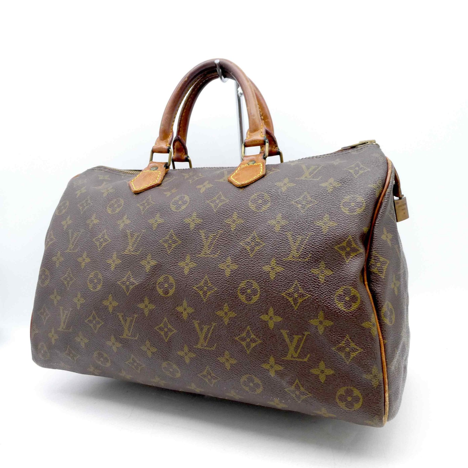 LOUIS VUITTON Speedy 35 M41107 Monogram Shoulder Hand Bag PVC Padlock 1016