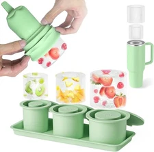 Ice Mold for Stanley Cup, Silicone Ice Cube Tray w/ Lid, Bin 20 30 40 Oz