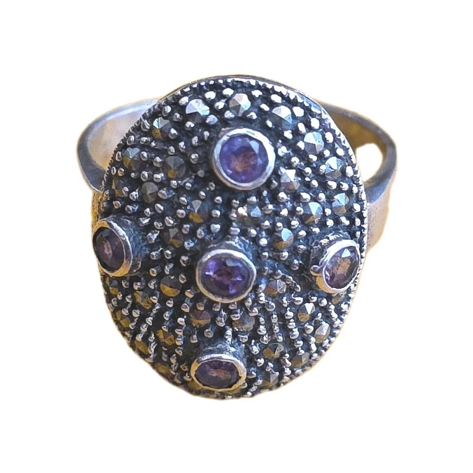 Judith Jack Marcasite 925 Sterling Silver Ring, Sz 9 Foto 4 de 4