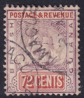 BRITISH GUIANA POSTMARK / CANCEL "AMACURA" on 72c Rare