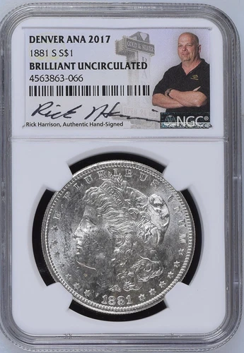 1881-S S$1 Morgan Dollar DENVER ANA 2017 NGC BU Rick Harrison Signed ➡️VAM-86⬅️