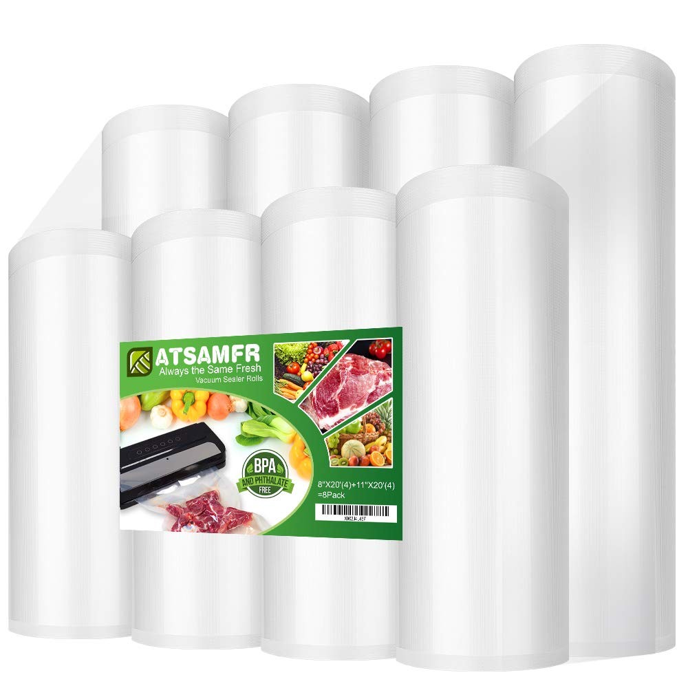 8 Pack Vacuum Sealer Bags Rolls 8x20 and 11x20 inches BPA Free 4 Rolls Each