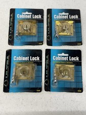 Keyed Cabinet And Drawer Lock Brass Plated Steel Finish Up To 1  Thick Lot Of 4
