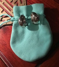 TIFFANY &CO STERLING EARRINGS PIERCED WITH SAFETY CLIP BACK