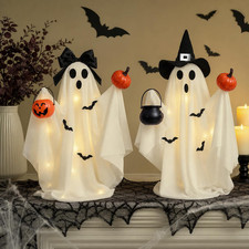 Light up Adjustable Size Halloween Ghost Decor W/Hands, Set of 2 DIY Spooky Hall