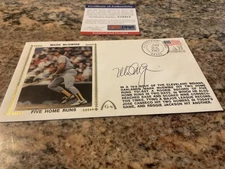 Mark McGwire Signed 1987 Home Run Rookie Record Gateway Silk FDC Cachet Auto