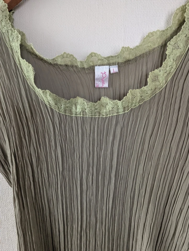 VTG Y2K Pretty Angel Sz L Silk Romantic Boho Fairy Coquette Feminine Lolita Cami - Image 2 of 4