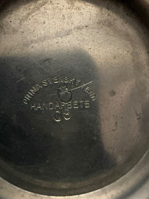 Antique Pewter Pedestal Fruit Bowl With Decoration on Side