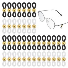 50 Pack Eyeglass Chain Connector for Sunglasses, Gold Metal Beads
