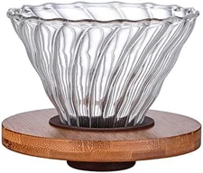 Glass Coffee Dripper/Filter - Cone Glass Pour over Coffee Dripper with Bamboo St
