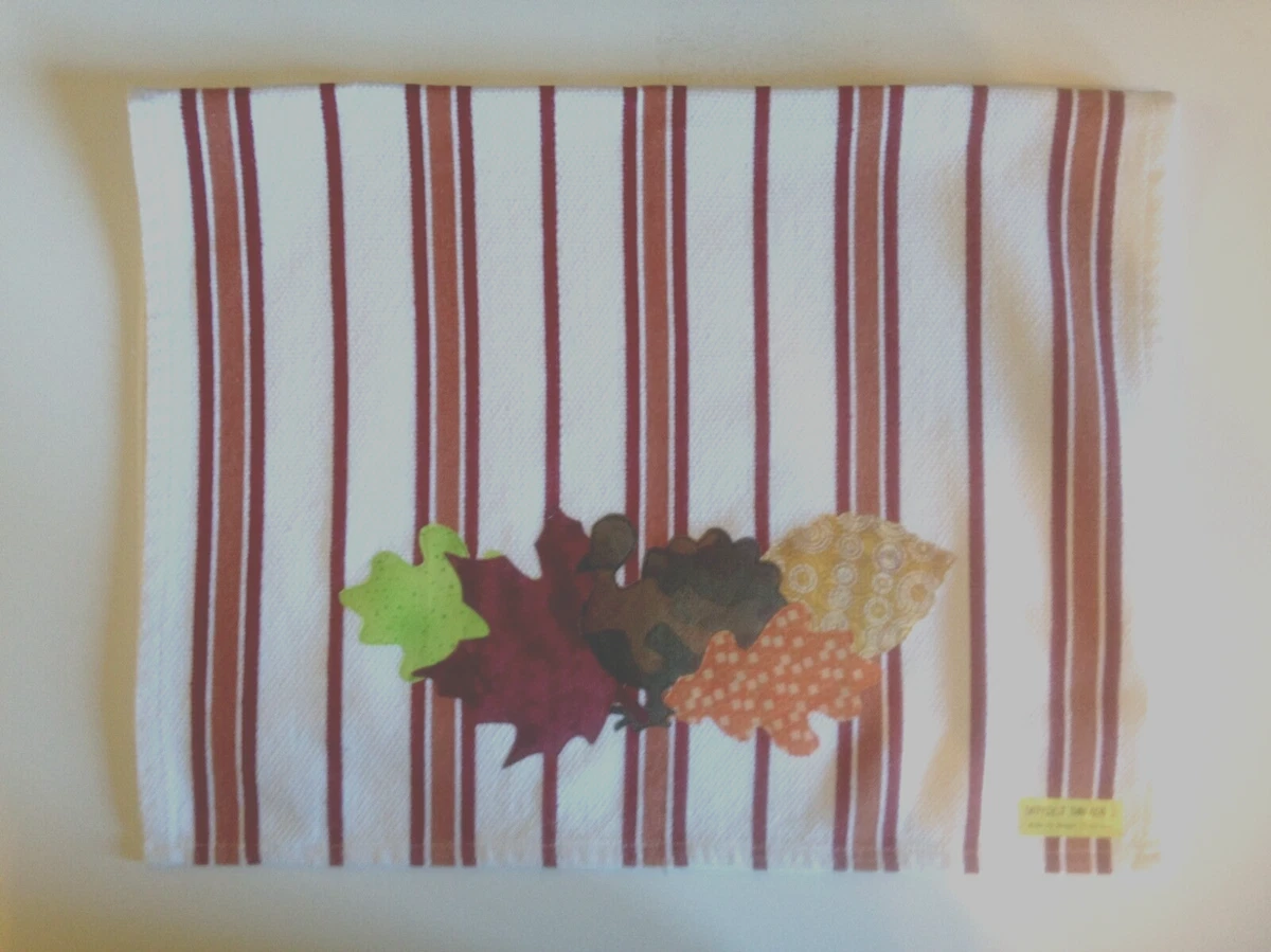 Fall dish towel Fieldcrest luxury cotton with appliques incl