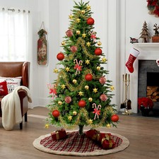 Artificial Christmas Tree Green PE PVC Mixed Lush 5/6/7.5Ft Indoor Outdoor Use