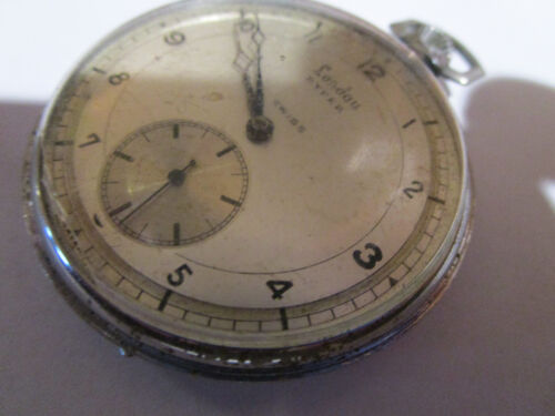 Landau 15j Swiss 48 mm Nickel Chrome case Pocket Watch for repair - Picture 2 of 9