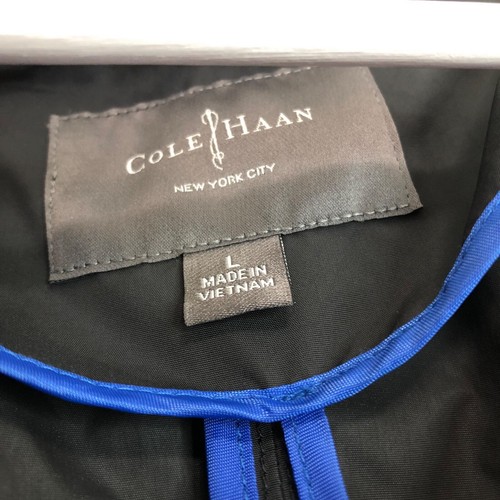 Cole Haan New York Black Rain Trench Coat Hooded Zip Women’s Size L Packable - Picture 3 of 19