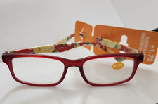 NEW Fashion Reading Glasses 1.75 Red Maroon Floral Arms Readers -Z