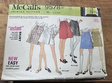 Vintage 1968 McCall's 9578 Misses Skirt Sewing Pattern Waist 29 hip 40  - uncut