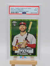 2021 Dylan Carlson RC Topps Chrome Platinum #15 Green/Yellow /99 PSA 9