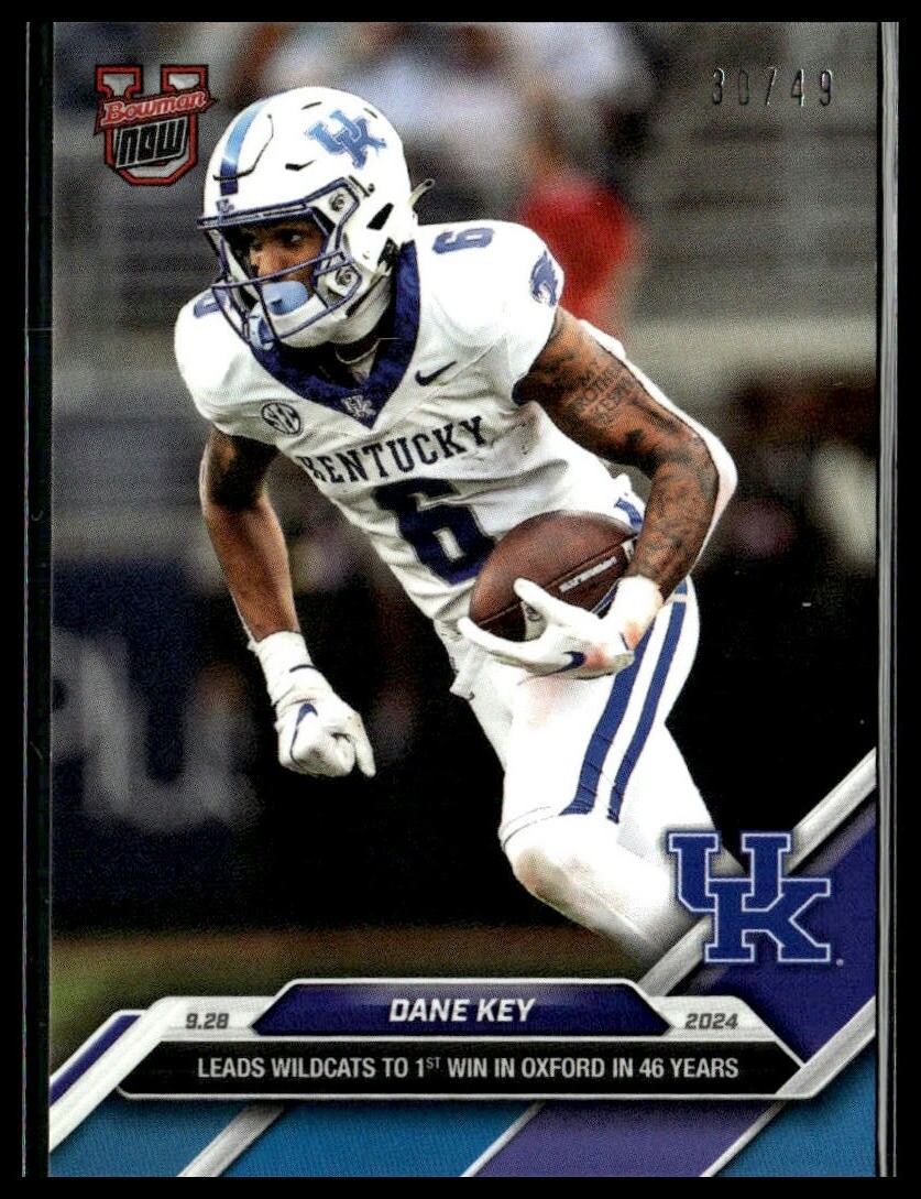 2024 Topps Bowman U Now 21 Dane Key Kentucky Wildcats 1st Win Oxford Blue 30/49
